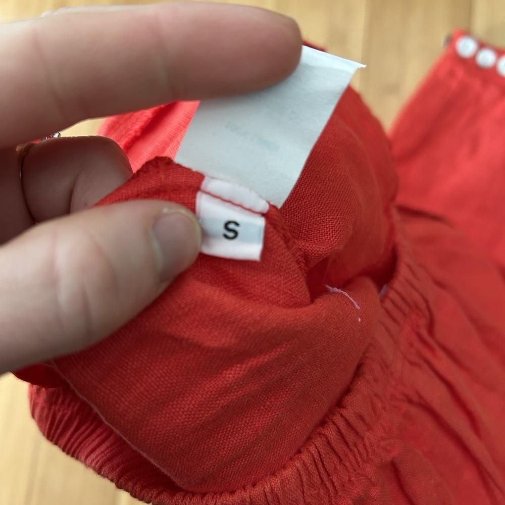Willow Womens Red Linen Boho Pants Small Cropped Bohemian Hippie Artsy Pull On * - Picture 8 of 11